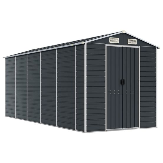 Abri de jardin anthracite 191x470x198 cm métal galvanisé