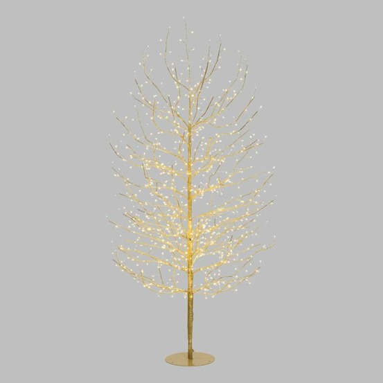 Arbre lumineux branche tilleul champagne h170cm 784 micro led blanc chaud flash lotti