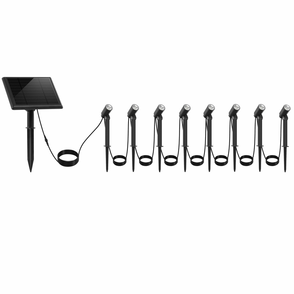 Lot de 8 spots solaires led roundy mini noir plastique h27cm