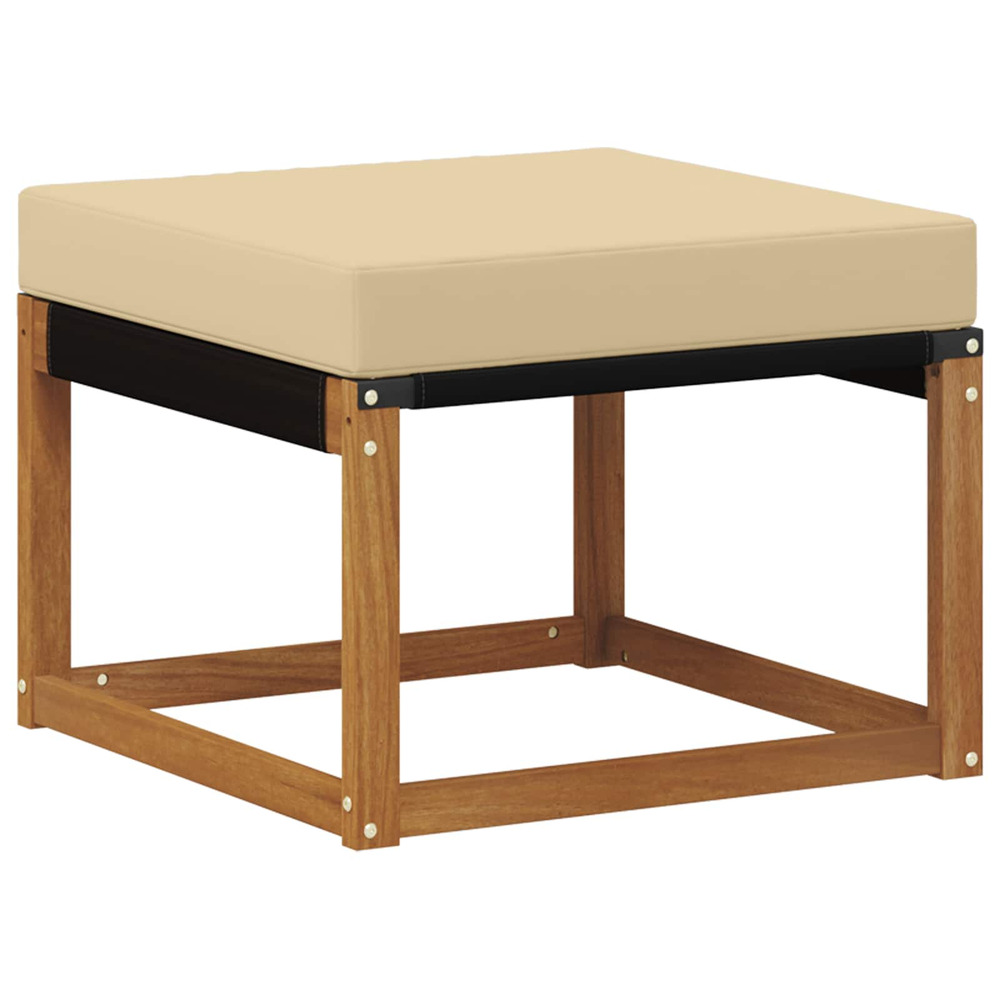 Pouf d'extérieur bois d'acacia massif et tissu textilène