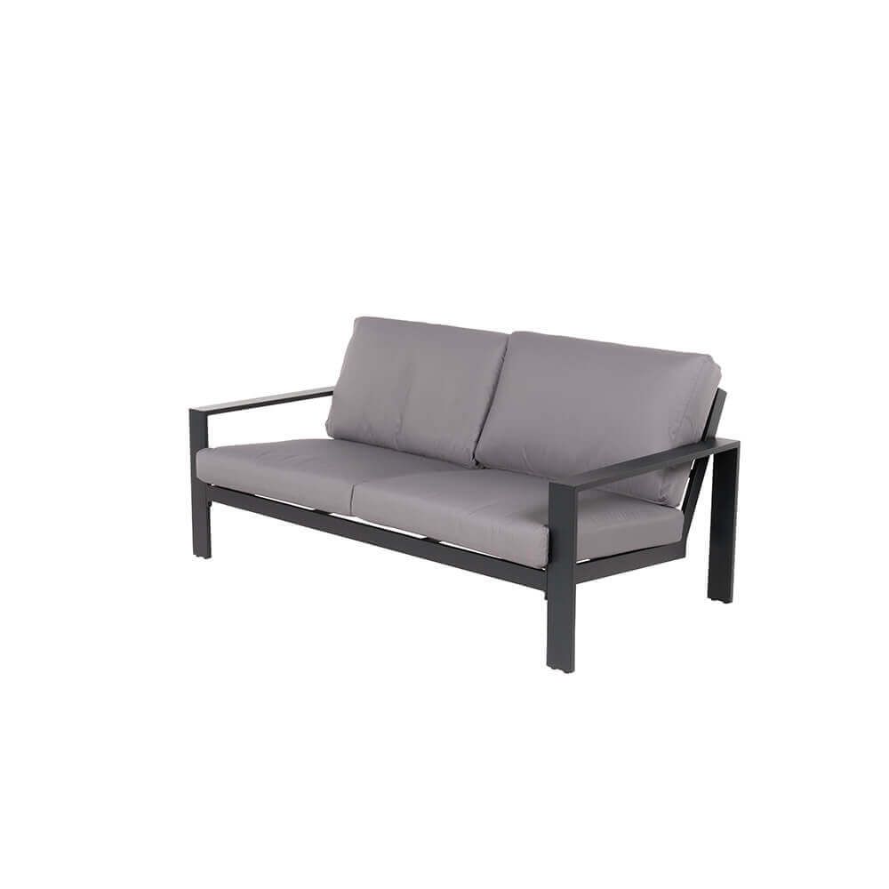 Home deluxe - ensemble de meubles de jardin - rio - noir, taille : m - composé de 1 tabouret, 1 fauteuil, 1 canapé - coussins inclus