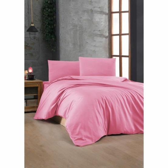 Parure de lit - housse de couette 220 x 240 + 2 taies d'oreiller 60 x 60 coton renforcé - rose