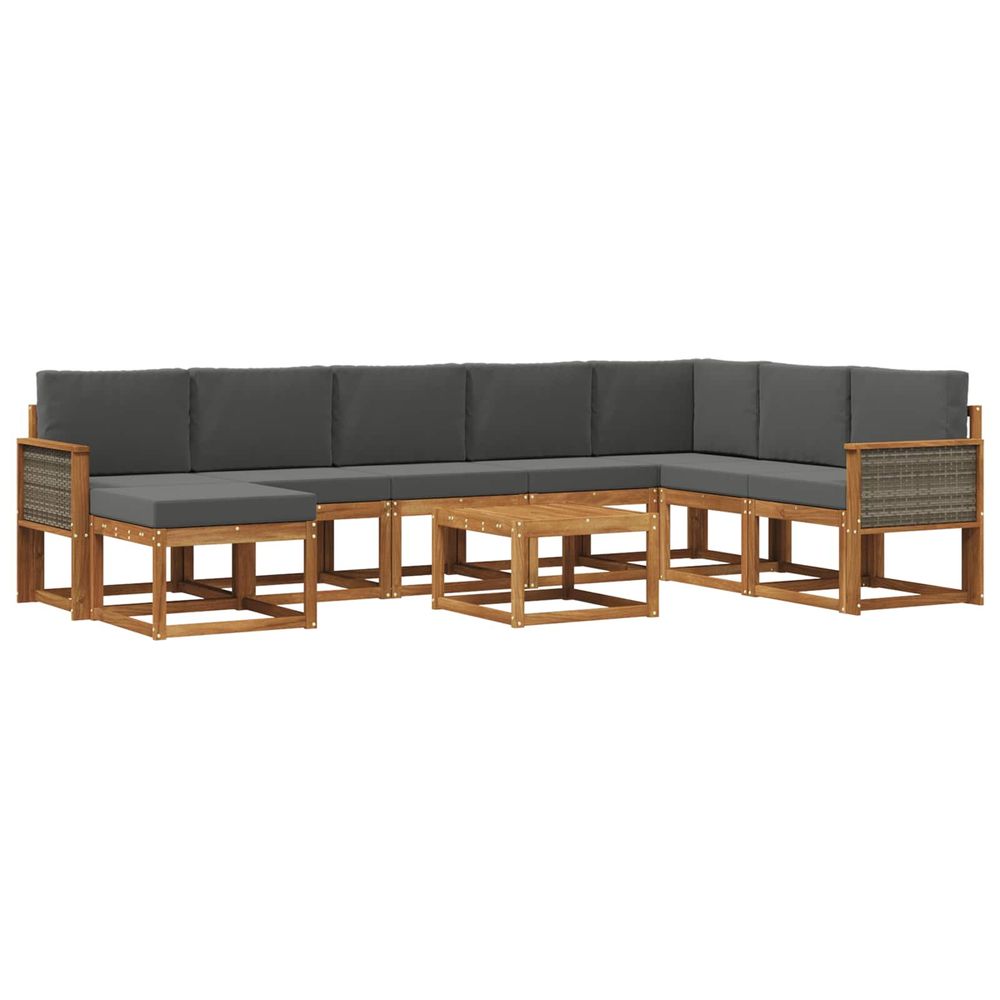 Ensemble de canapés d'extérieur 9 pc naturel et anthracite