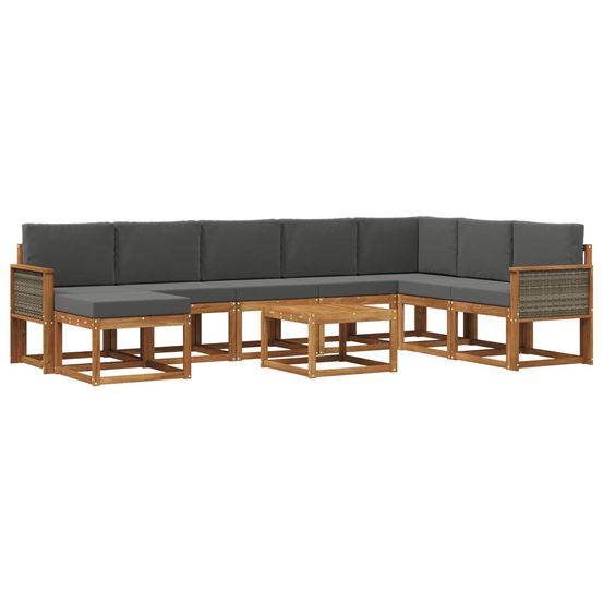 Ensemble de canapés d'extérieur 9 pc naturel et anthracite
