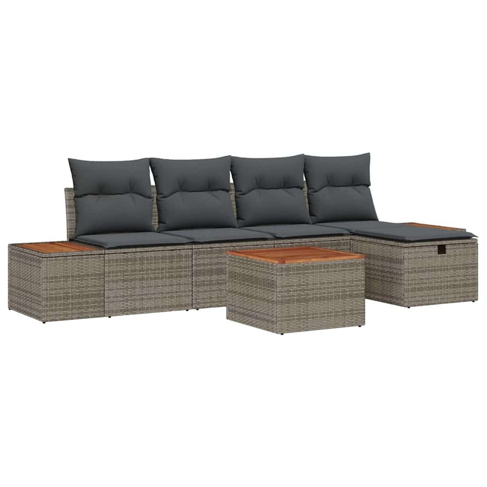 Ensemble de canapé de jardin 6 pc gris polyrotin