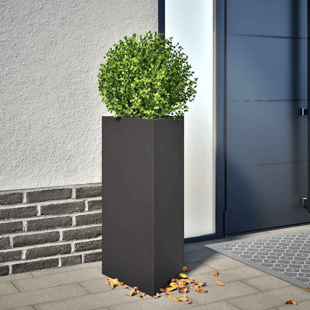 Lot de 2 jardinières hautes triangulaires acier noir design modulable