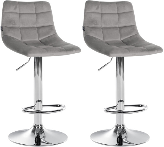 Lot de 2 tabourets de bar jerry velours chrome