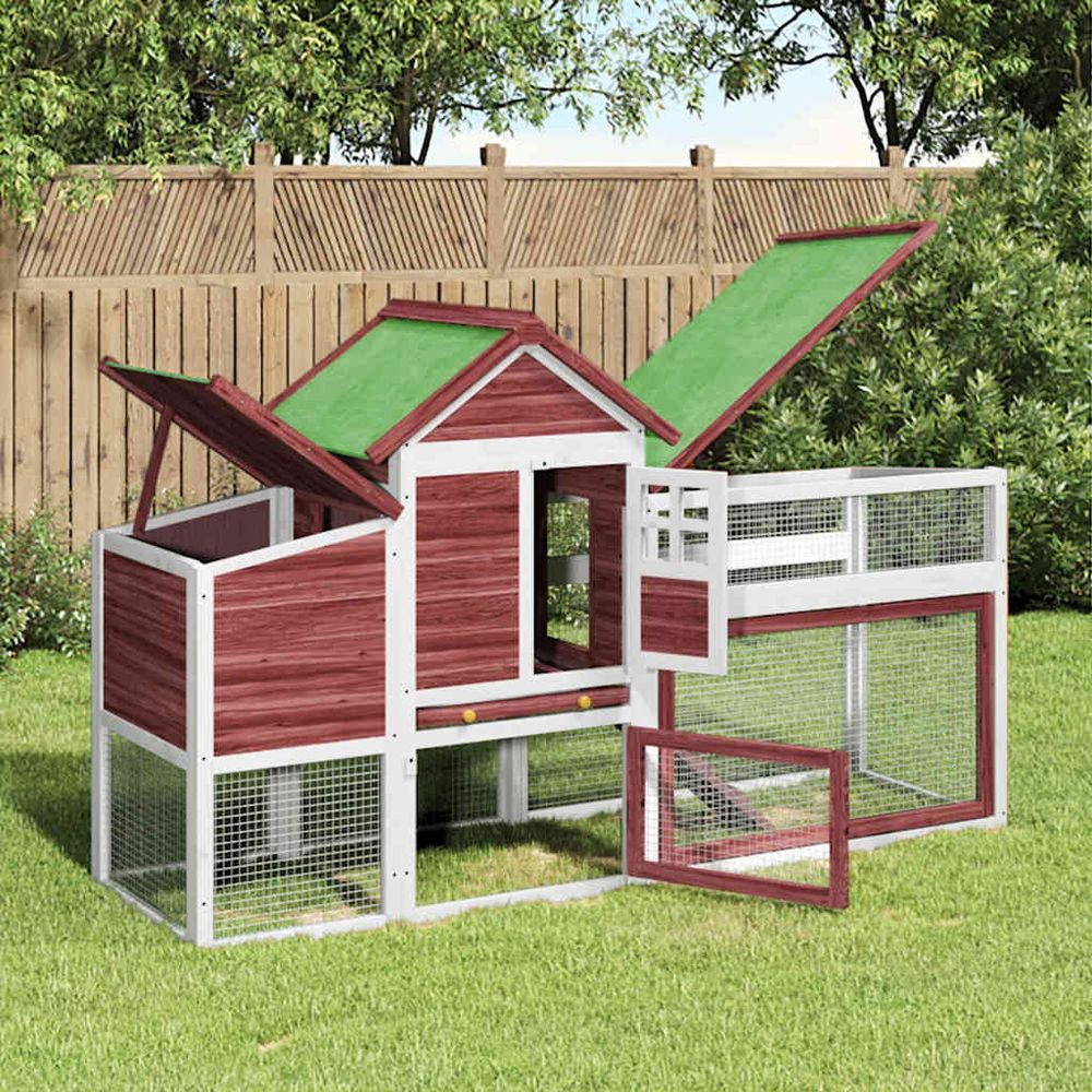 Poulailler en bois de pin avec nichoir pour jardin extérieur moka