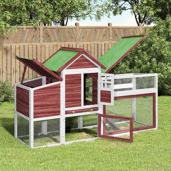 Poulailler en bois de pin avec nichoir pour jardin extérieur moka