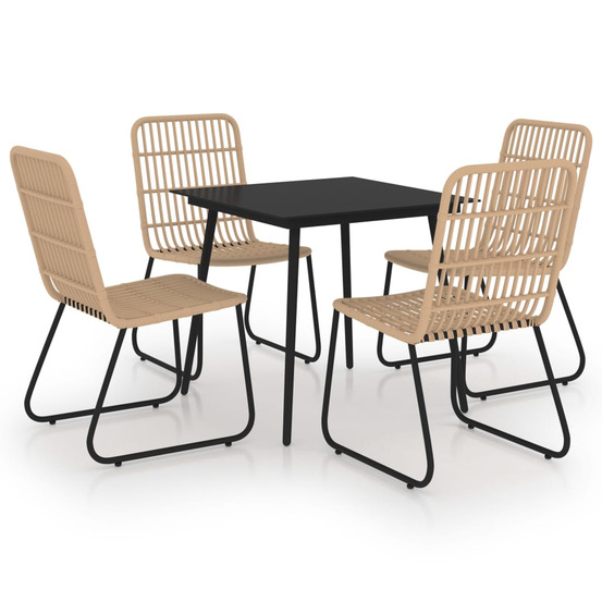 Ensemble à manger d'extérieur 5 pcs résine tressée et verre