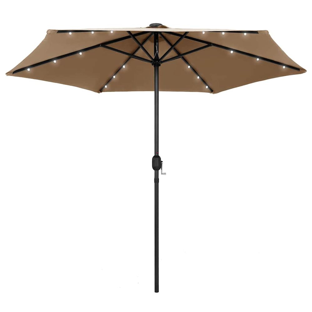 Parasol de jardin avec lumières led et mât en aluminium taupe