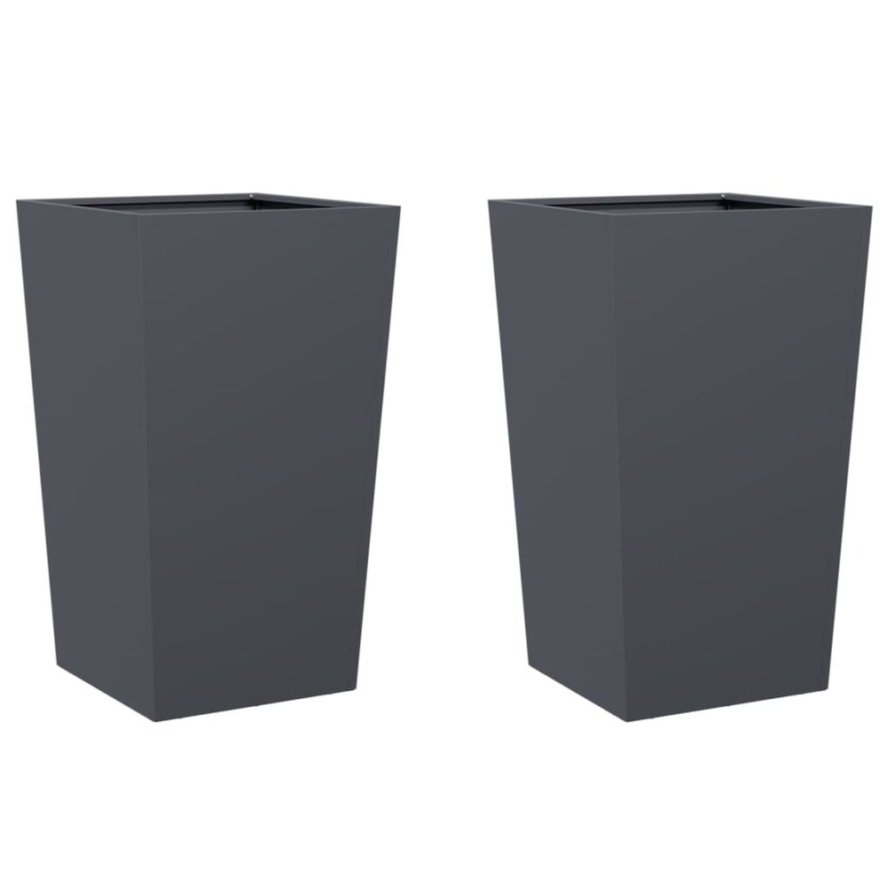 Jardinière d'extérieurs 2 pcs anthracite 45x45x75 cm acier