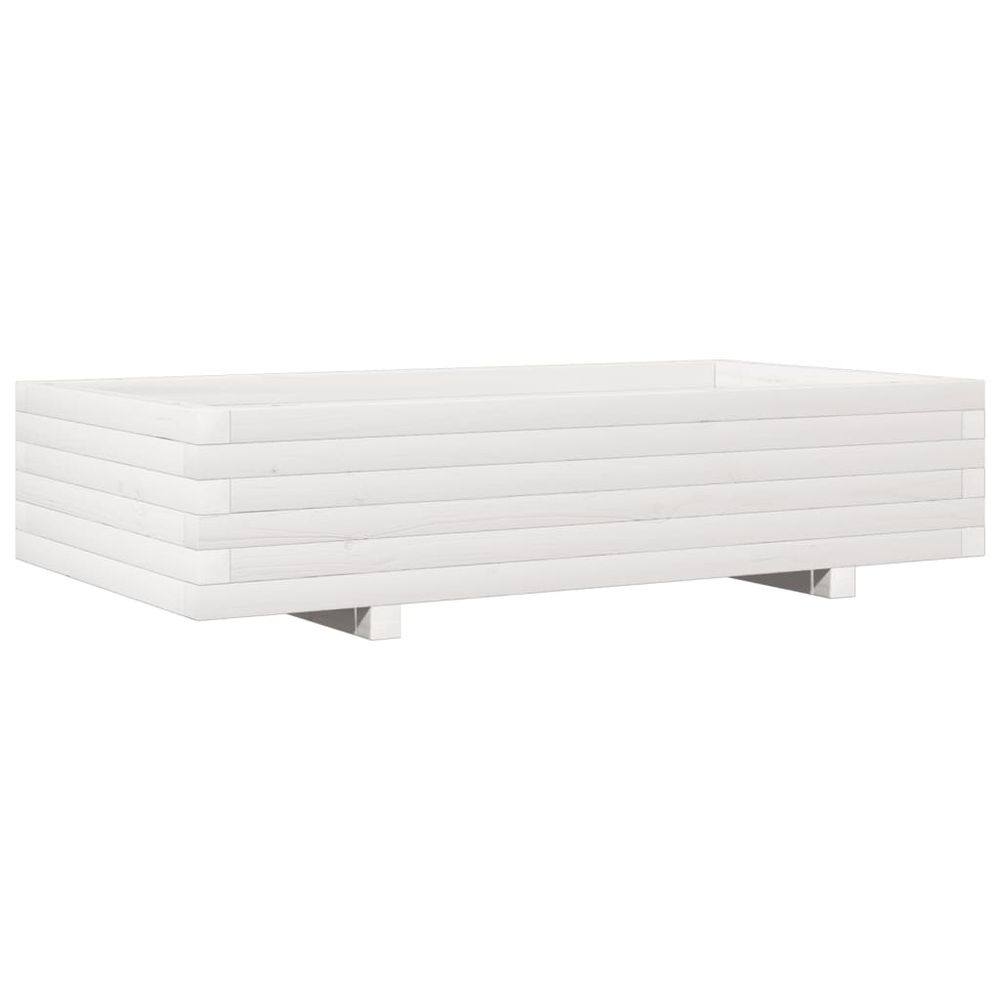 Jardinière blanc 110x60x26,5 cm bois de pin massif