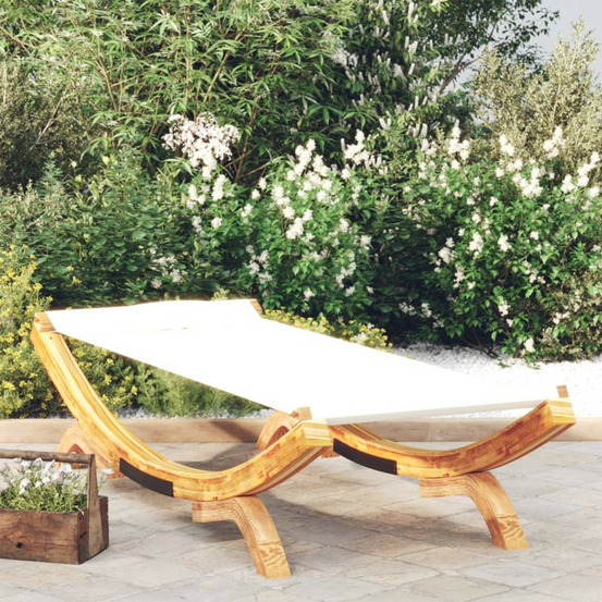 Lit de repos extérieur 100x188,5x44 cm bois courbé massif crème