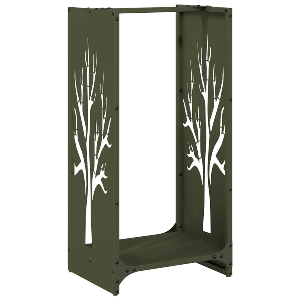 Portant de bois chauffage vert olive 40x30x80 cm