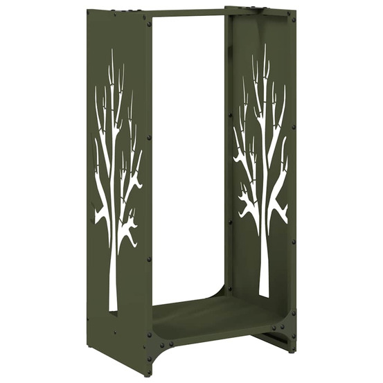 Portant de bois chauffage vert olive 40x30x80 cm
