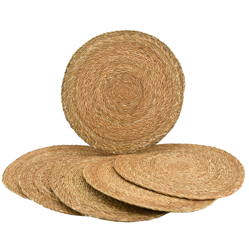 Set de table ronds en jonc naturel zoho (lot de 6)