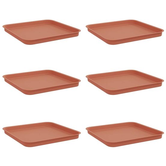 Plateau carré à fleurs 6 pc rouge brique 32 x 32 x 2,5 cm