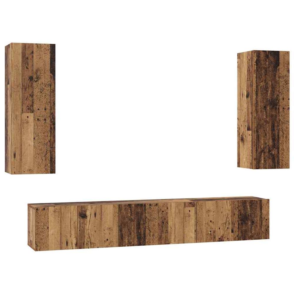 Ensemble meuble tv 5 pc bois ancien bois d'ingénierie