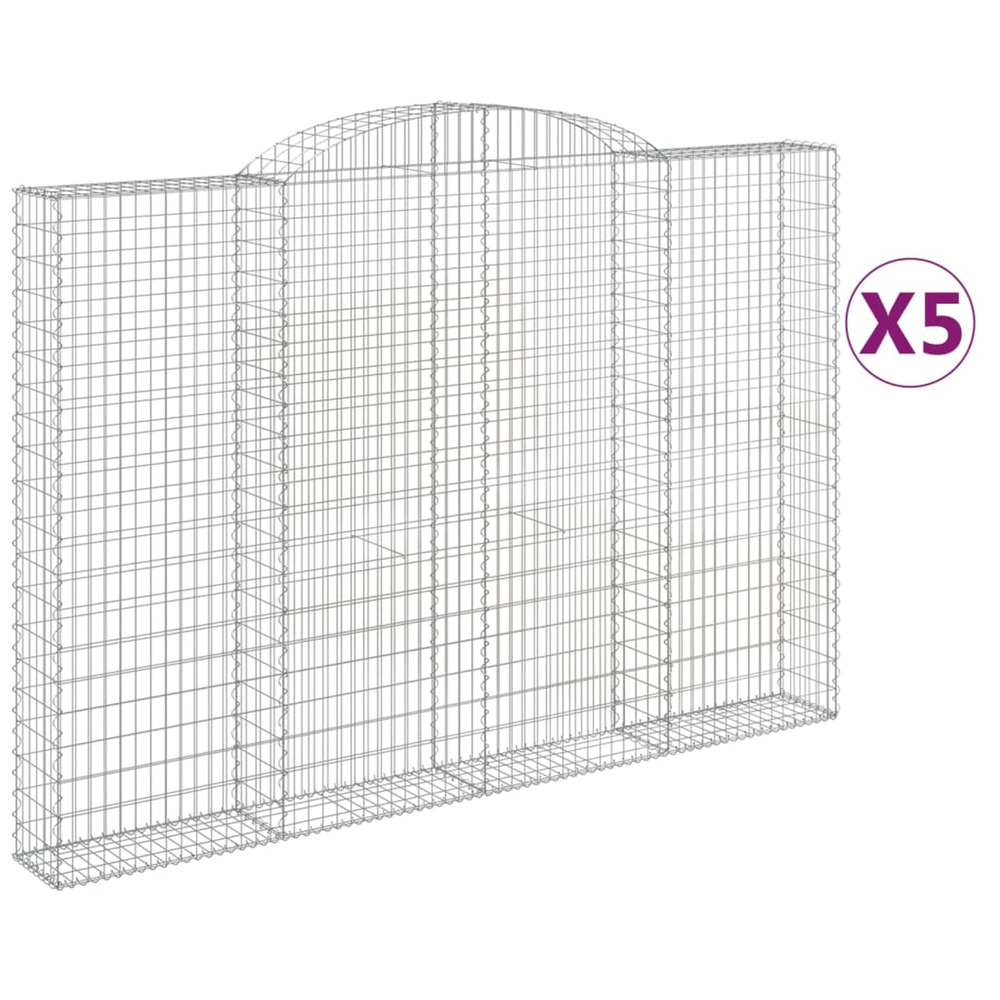 Paniers à gabions arqués 5 pcs 300x30x200/220 cm fer galvanisé
