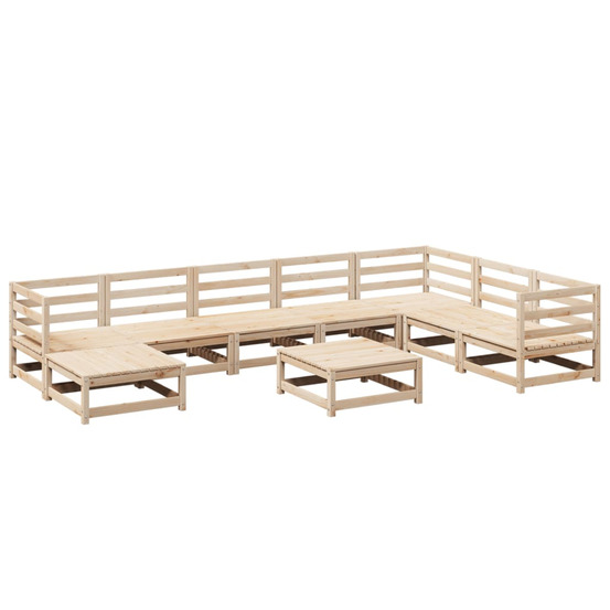 Salon de jardin 9 pcs bois de pin massif
