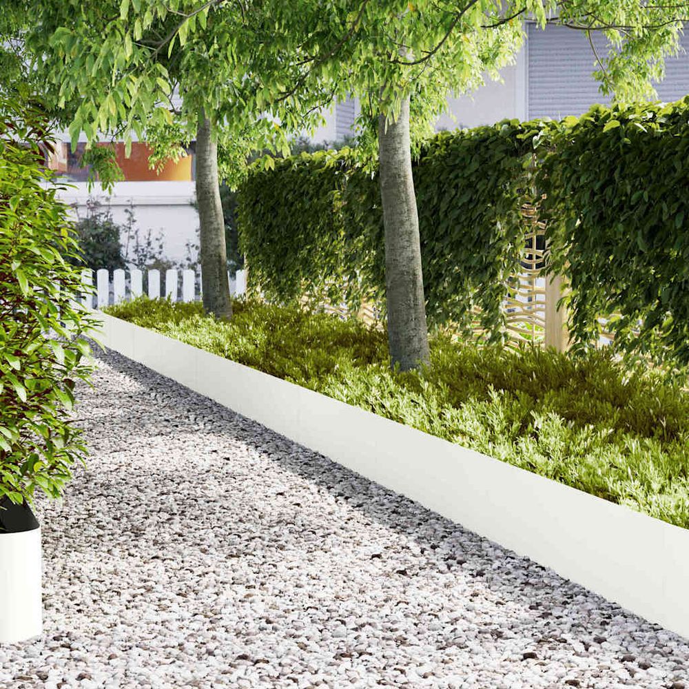 Bordure jardin acier laminé aménagement extérieur séparation 20pcs 100x30cm blanc