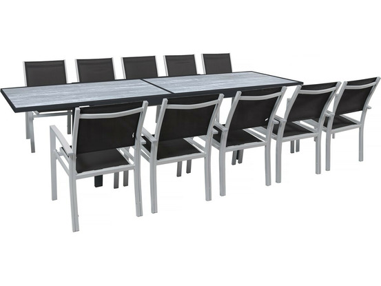 Table extensible et chaises de jardin en aluminium