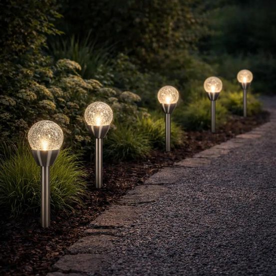 5 lampes solaire avec boule en verre