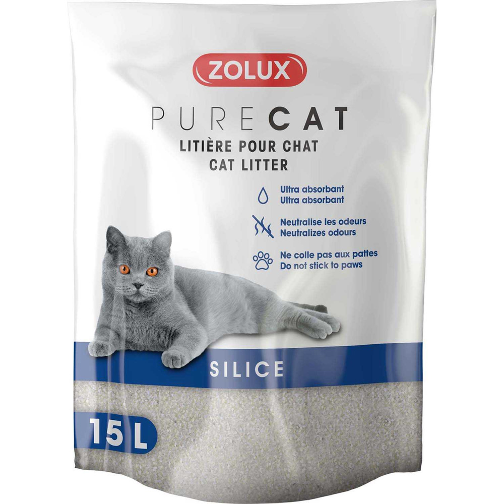 Litière silice nature purecat 15 litres