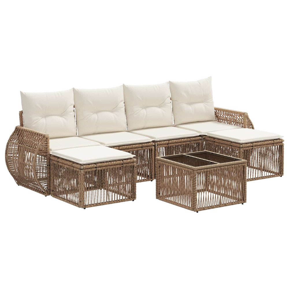Ensemble de canapé de jardin 7 pcs beige et blanc crème