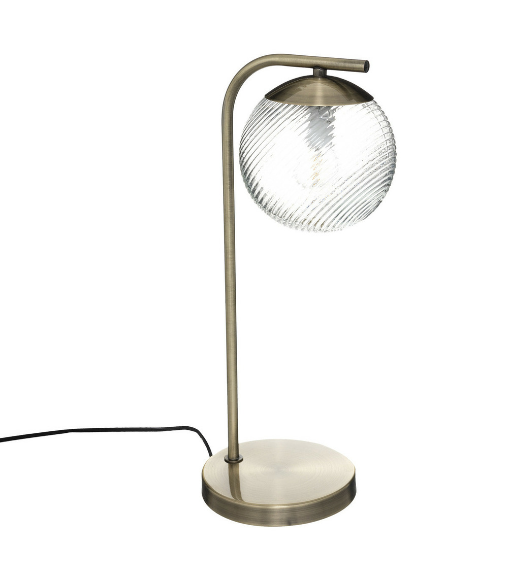 Lampe à poser en métal mordoré et verre strié h 45 cm