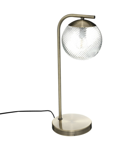Lampe à poser en métal mordoré et verre strié h 45 cm