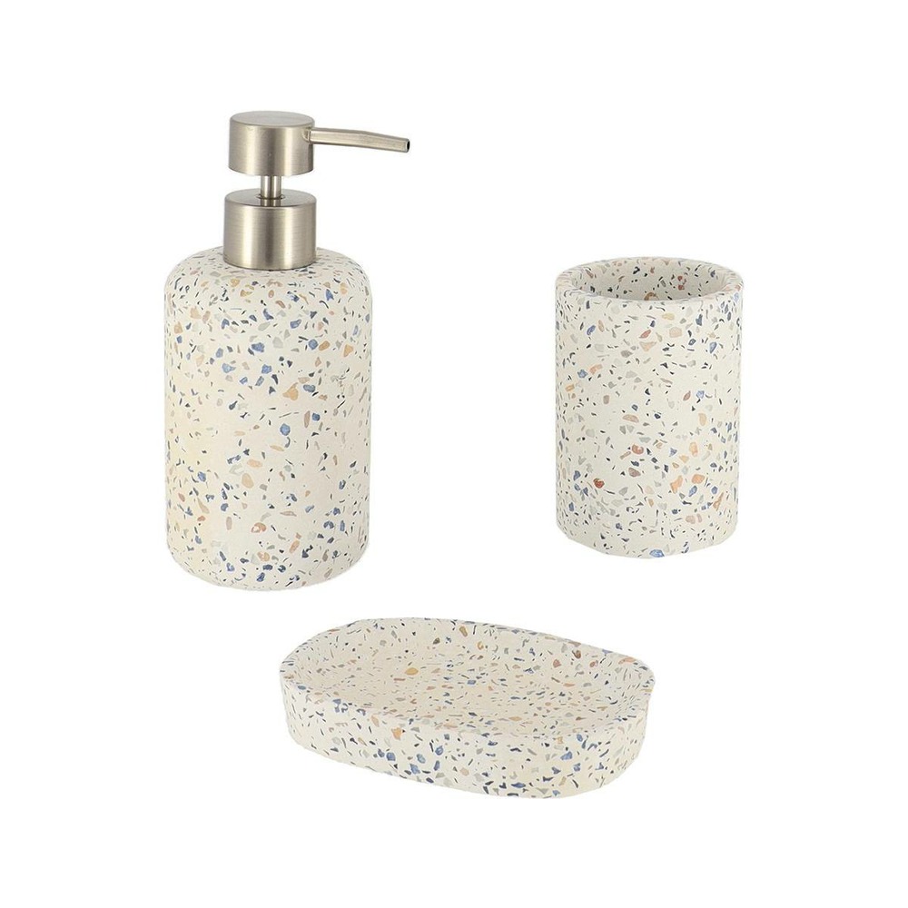 Set gobelet distributeur et porte savon ciment - terrazzo