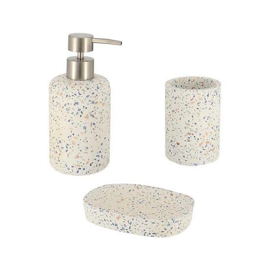 Set gobelet distributeur et porte savon ciment - terrazzo