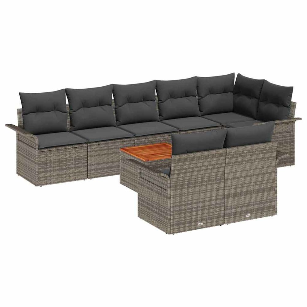 Ensemble de canapé de jardin 9 pc 8-nombre de places gris