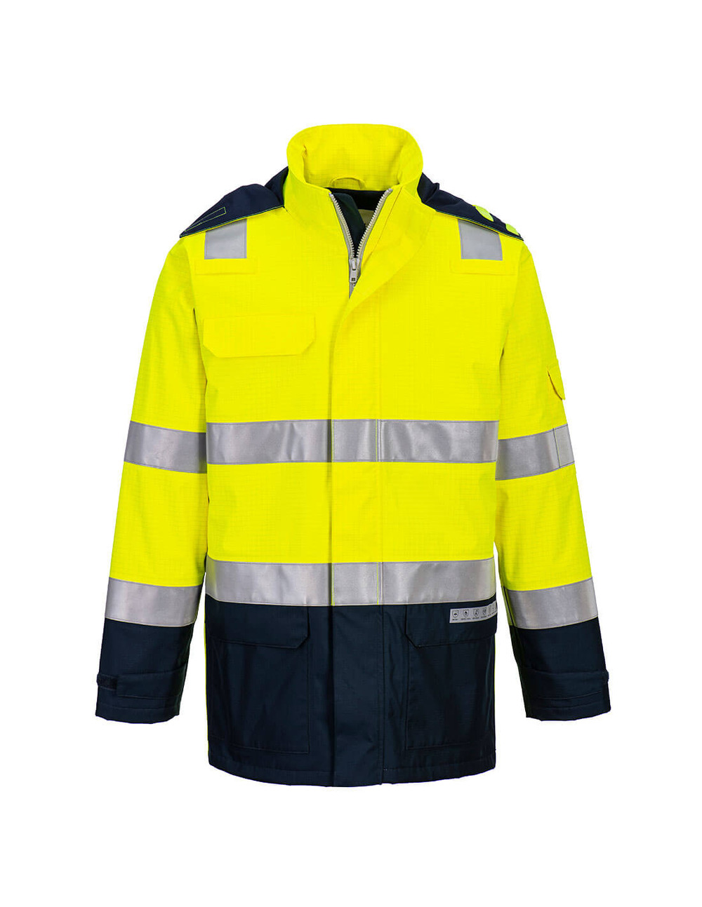 Parka bizflame rain+ hi-vis light arc - l - jaune/marine - portwest