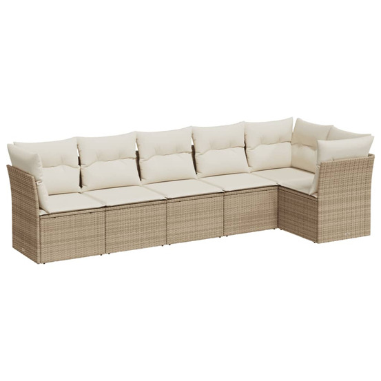 Salon de jardin avec coussins 6 pcs beige résine tressée