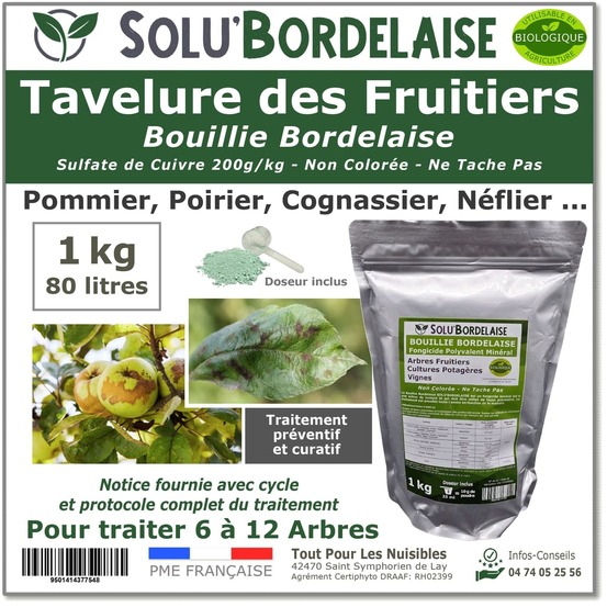 Solu'bordelaise - tavelure des fruitiers - 1 kg de bouillie bordelaise non colorée