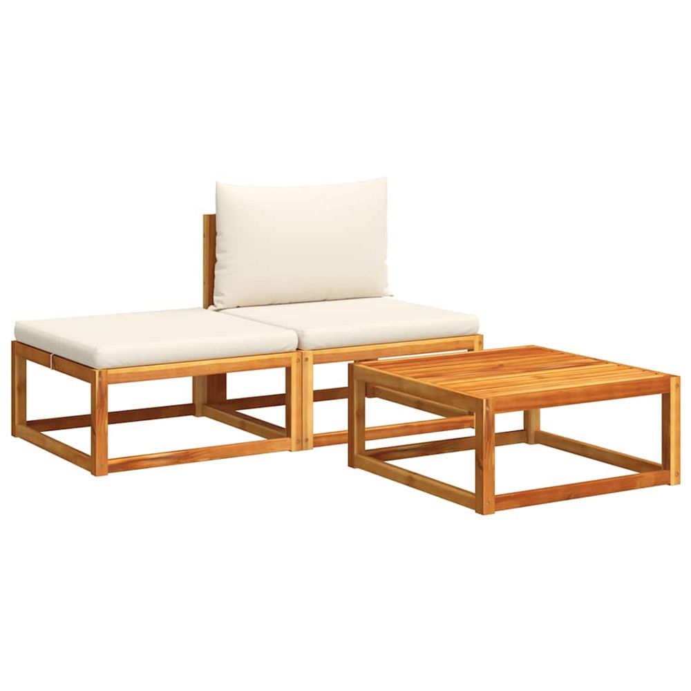 Ensemble de canapés de jardin 3 pièces avec coussins en bois d'acacia et rotin