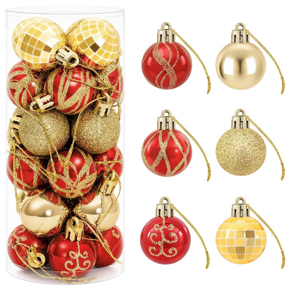 Ensemble de boules de noël 72 pc or et rouge diam. 3 cm