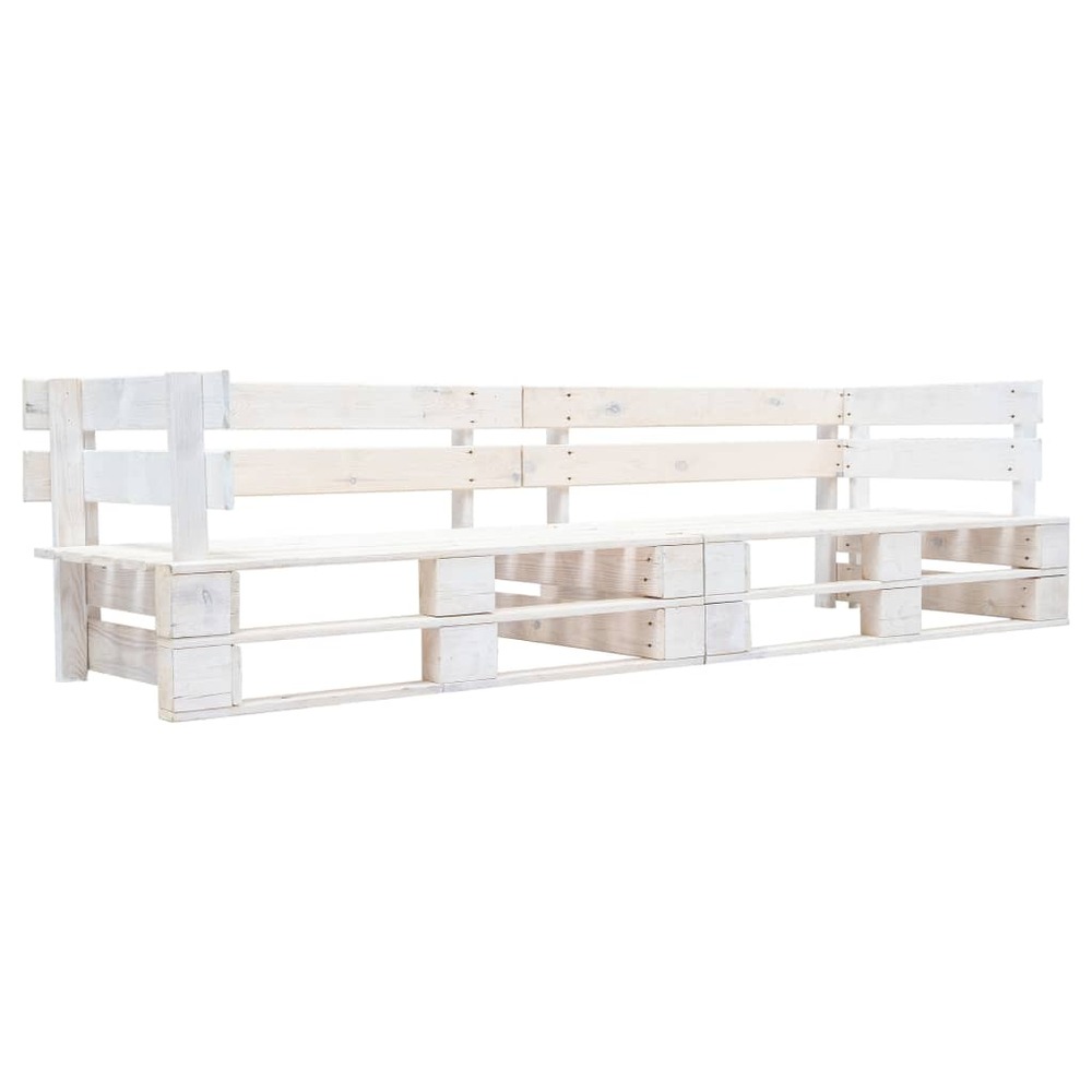 Canapé palette à 2 places de jardin 220 x 66 x 55 cm bois blanc