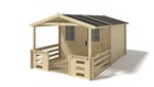 Abri de jardin en bois - 3x2 m - 12 m2 + terrasse avec balustrade et avant-toit en bois