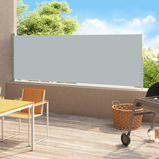 Auvent latéral rétractable de patio 180x500 cm gris