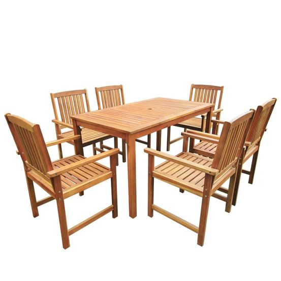 Jeu de salle à manger d'extérieur 7 pcs bois d'acacia solide