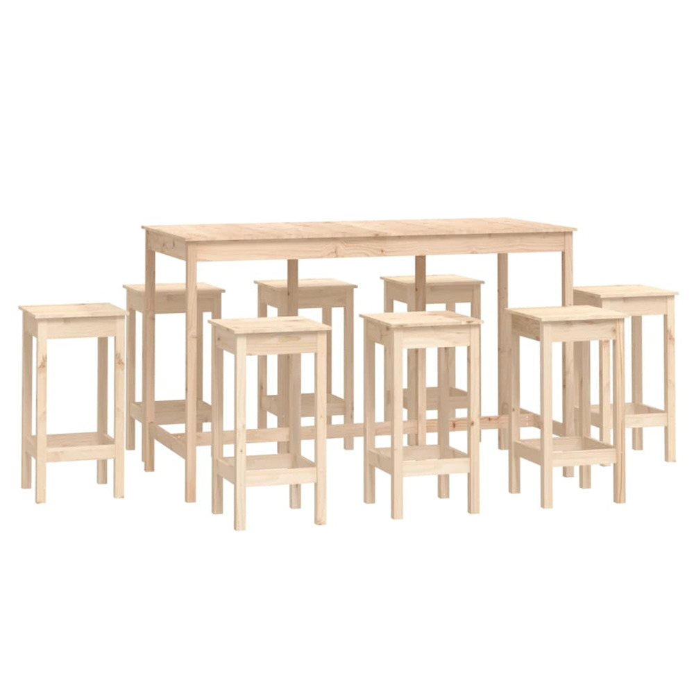 Ensemble de bar 9 pcs bois de pin massif
