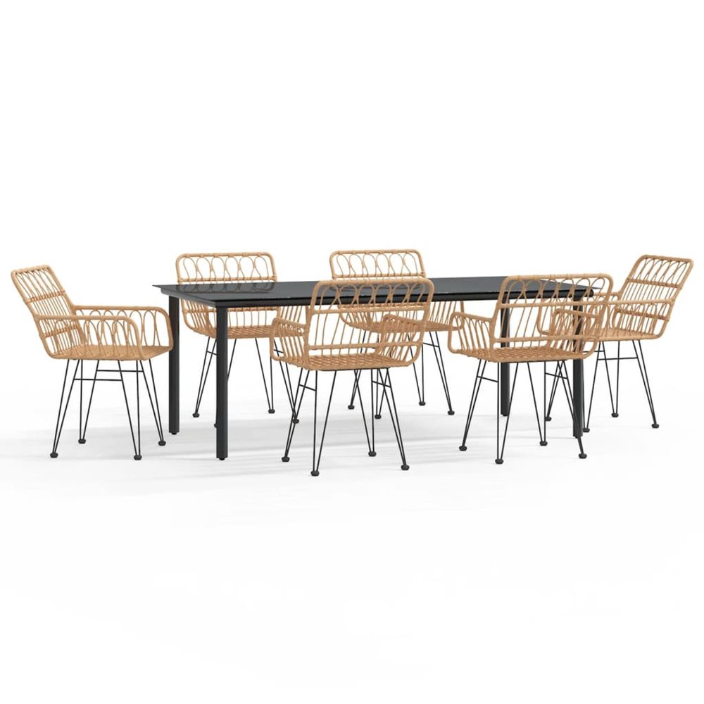 Ensemble à manger de jardin 7 pcs résine tressée