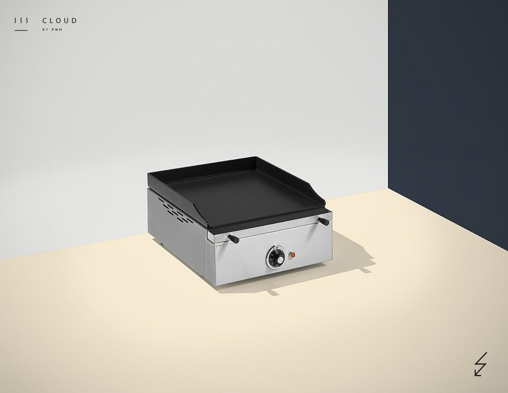 Plancha electrique - plaque lisse - 1 résistance - 400 x 400 x 226 mm - 6 mm d'épaisseur - pinha 2