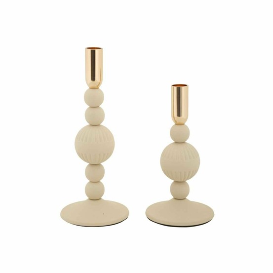 Bougeoir en métal aster (lot de 2) crème et doré