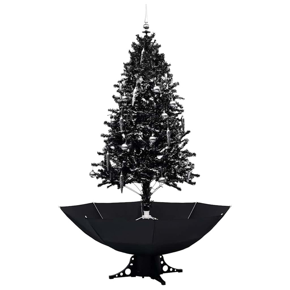 Arbre de noël neigeux avec base de parapluie noir 190 cm pvc