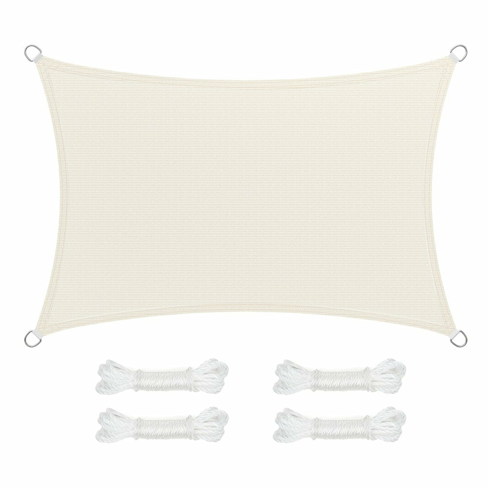 Voile d'ombrage 2 x 3 m toile tendu en hdpe protection salaire extérieure respirant pour balcon terrasse jardin anthracite b